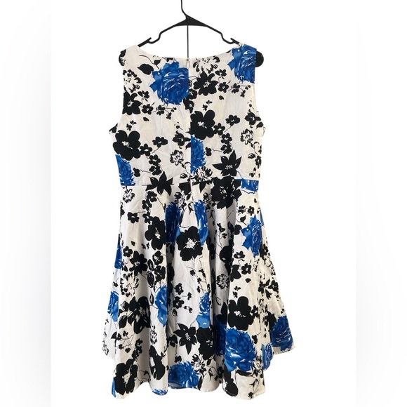 Grace Karin blue and black floral classy midi dress - Picture 4 of 5